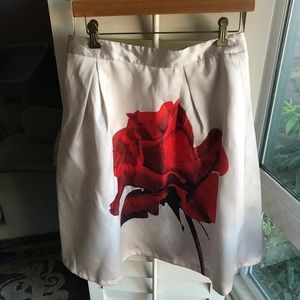 Cream Skirt with Red Rose